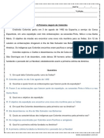 Atividade de Historia A Primeira Viagem de Colombo 4º Ano Respostas