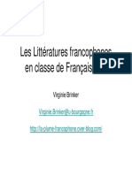 Les Littératures Francophones en Classe de Français - FLE