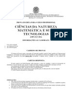 IFPE 2016 PROVA - Opção 101 - Ciências Da Natureza, Matemática e Suas Tecnologias