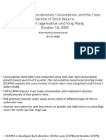 Lazy Investors, Discretionary Consumption, and The Cross Section of Stock Returns by Ravi Jagannathan and Yong Wang October 18, 2005