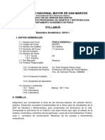 Syllabus Fisica General I - 2016-1