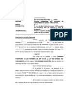 Demanda Por Daños y Perjuicios Por Falta de Entrega Del Vehiculo Plan de Ahorro