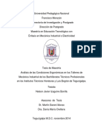 Analisis de Las Condiciones Ergonomicas en Los Talleres de Mecanica Industrial de Los Bachilleratos Tecnicos Profesionales en Los Institutos Tecnicos Honduras y Luis Bogran de Tegucigalpa