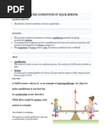 Second Condition of Equilibrium