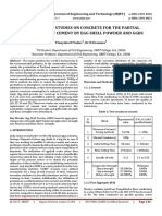 Experimental Studies On Concrete For The Partial Replacement of Cement by Egg Shell Powder and GGBS