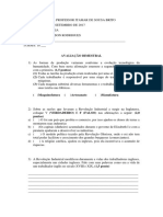 Modelo de Avaliação 8 Ano - Revolução Industrial