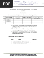 RECOMMENDATIONS OF PROJECT REVIEW COMMITTEE Format Eee