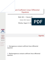 Constant-Coefficient Linear Differential Equations: Math 240 - Calculus III