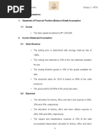 Financial Assumptions 1. Statement of Financial Position (Balance Sheet) Assumption 1.1 Assets