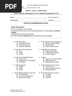 Lenda de Canta Galo - Prova de Compreensão Do Oral