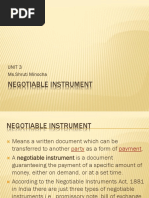 Negotiable Instrument: Unit 3 Ms - Shruti Minocha