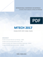 MTECH2017 INTERNATIONAL CONFERENCE ON MATERIALS: Corrosion, Heat Treatment, Testing and Tribology