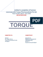 A Report Submitted in Completion of Summer Internship With Torque Pharmaceuticals PVT LTD