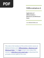 SPM Form 4 Add Math Tuition Note - Differentiation - Maximum and Minimum Point