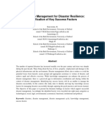 Knowledge Management For Disaster Resilience: Identification of Key Success Factors