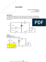 Circuit Theory - Solved Assignments - Spring 2009