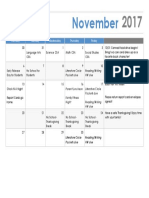 November La Homework Calendar