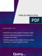 TYPES OF SPEECH - Week 8