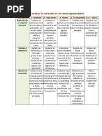 Rúbrica para Evaluar La Redacción de Un Texto Argumentativo