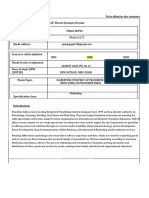 To Be Filled by The Students: Annex B: Thesis Synopsis Format