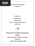 Intellectual Property Rights Assignment 3: Department of Fashion Management Studies