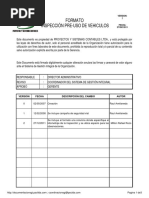 Formato Inspeccion Pre Uso de Vehiculos Revisar