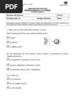 Prueba Ciencias Naturales UNIDAD 4 Primero Basico