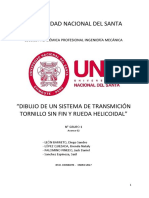 Dibujo de Un Sistema de Transmicion Tornillo Sin Fin y Rueda Helicoidal