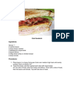 Club Sandwich Ingredients