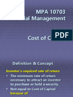 MPA 10703 Financial Management Cost of Capital