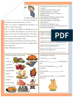 Thanksgiving Day Reading Comprehension Exercises 