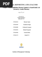 Financial Reporting and Analysis: Project: Glaxosmithkline Pharma Limited Vs Sanofi India LTD (Formerly Aventis Pharma)