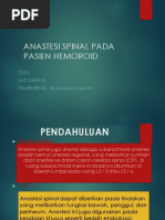 Anastesi Spinal Pada Pasien Hemoroid Grade IV PTT