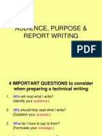 Audience, Purpose and Report Writing