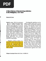 Ashort History of Narmtic Drug Addiction The Philippines, 1521-1959