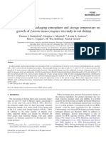 Combined Effect of Packaging Atmosphere and Storage Temperature On Growth of Listeria Monocytogenes On Ready To Eat Shrimp 2007 Food Microbiology