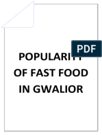 Popularity of Fast Food in Gwalior