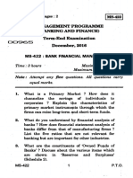 Management Programme (Banking and Finance) Term-End Examination December, 2016 Ms-422: Bank Financial Management