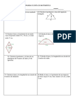 Prueba Escrita de Matemática de Area de Figuras Planas