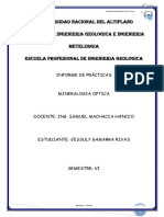 Informe de Practicas de Mineralogia Optica