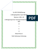 Tp.2017/2018/Genap 1.menghapalkan Ayat Alkitab Mazmur 146:1-10 2.mengarang Puisi Tentang Perdamaian Minimal 3 Bait O L E H Kelas:XII Ips 1 Ruth Sahanaya Aritonang