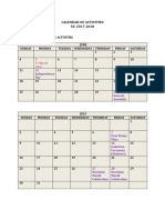 Calendar of Activities