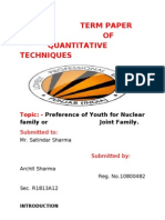 Preference of Youth For Nuclear Family or Joint Family.