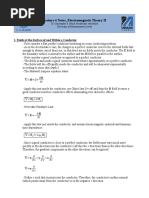 Lecture 4 Notes, Electromagnetic Theory II: 1. Fields at The Surface of and Within A Conductor