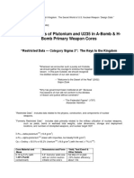 Known Weights of Plutonium and U235 in A-Bomb & H-Bomb Primary Weapon Cores