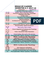 Schedule of Classes Second Semester A.Y. 2017-18: 30-Jan Preceptorials: Motor System, Cerebellars