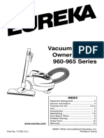 Vacuum Cleaner Owner's Guide 960-965 Series: Index