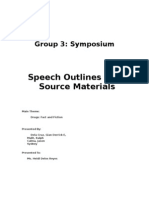 Speech Outlines and Source Materials: Group 3: Symposium