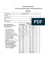 English Speaking Board Entry Level Award ESOL Skills For Life (Reading) (Entry 3)