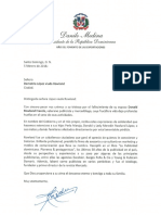 Carta de Condolencias Del Presidente Danilo Medina A Demetria López Viuda Rowland Por Fallecimiento de Su Esposo, Donald Rowland Francis